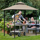 OLILAWN Grill Gazebo Replacement Canopy Roof, 5' x 8' Outdoor BBQ Gazebo Canopy Top Cover, Double Tired Grill Shelter Cover with Durable Polyester Fabric, Fit for Model L-GG001PST-F, Beige OLILAWN
