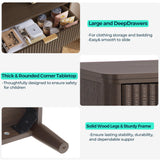 LINSY Fluted Dresser for Bedroom with 6 Drawers, Mid Century Modern Chest of Drawers with Gold Metal Handles, Wide Boho Wood Dressers, Large Farmhouse Storage Cabinet for Bedroom, Living Room, Walnut LINSY