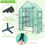 Ohuhu Greenhouse for Outdoors with Mesh Side Windows, 3 Tiers 4 Shelves Small Walk-In Green House Plant Stands Plastic PE Cover Outside Portable Warm House for Seedling Flowers Growing, 4.8x2.5x6.4 FT Ohuhu