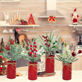 Succwoah 4 Pcs Christmas Centerpiece Table Decorations Artificial Potted Plants Floral Arrangement with Red Berries Pinecones Stars Balls for Home Desktop Farmhouse Party Decor Succwoah
