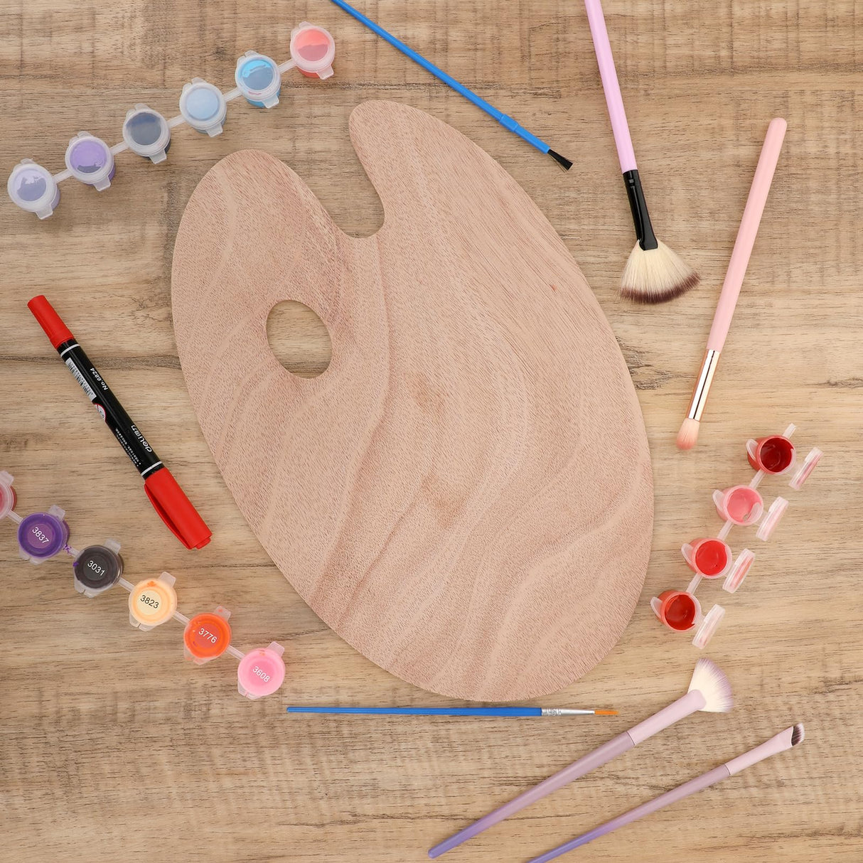 Wooden Oval-Shaped Artist Painting Palette with Thumb Hole - Oil Paint Palette for Watercolor & Oil Paint DIY Art Craft Painting Aeaocvo