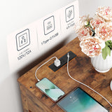 HOOBRO Dog Crate Furniture, Dog Kennel with Drawer and Charging Station, Indoor Decorative Puppy House, Wooden Pet Crate End Table for Small Dogs, Rustic Brown and Black BF58UGW03G1 HOOBRO