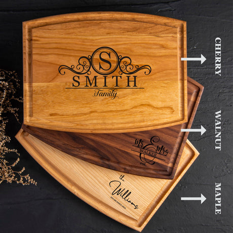 Personalized Cutting Board - Perfect Bridal Shower, Wedding, Housewarming Gift for New Home - Custom Walnut Wood Board for Kitchen - USA Made - Best Anniversary, Birthday, Christmas Present for Friend Pera Leather