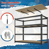 DurayLoly 55" W Storage Shelves, 2040LBS Garage Shelving Heavy Duty, 4-Tier Heavy Duty Shelving, Adjustable Metal Shelving Unit for Garage, Warehouse, Pantry, Kitchen, 55" W × 24" D × 60" H, Black DurayLoly