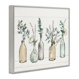 Stupell Industries Bottles and Plants Farm Wood Textured, Design by Anne Tavoletti Wall Art, 11 x 14, Multi-Color for Living Room, Grey Framed Stupell Industries