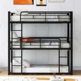 AnoYishev Triple Bunk Bed for Kids,Twin Over Twin Over Twin Metal Bunkbeds with Ladder for Kids Teens Bedroom, No Box Spring Needed, Easy Assembly (Black) AnoYishev