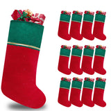 Subyan 12 Pack Felt Christmas Stockings, 19 Inches Red and Green Christmas Stocking Hanging Ornaments with Gold Trim for Family Christmas Holiday Decorations DIY Craft Large Xmas Stocking Subyan