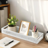 LotFancy Wooden Decorative Tray, Set of 2, Long Rustic Centerpiece Tray for Dining Room, Coffee Table Décor, Rectangle Farmhouse Tray LotFancy