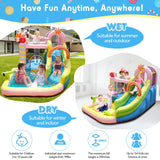 NBSPORT Inflatable Bounce House Water Slide, 6 in 1 Sweet Candy Water Park, Wet Dry Combo Bouncy Castle with 450W Blower, Splash Pool, Water Slide for Kids and Adults Backyard Party Gifts NBSPORT