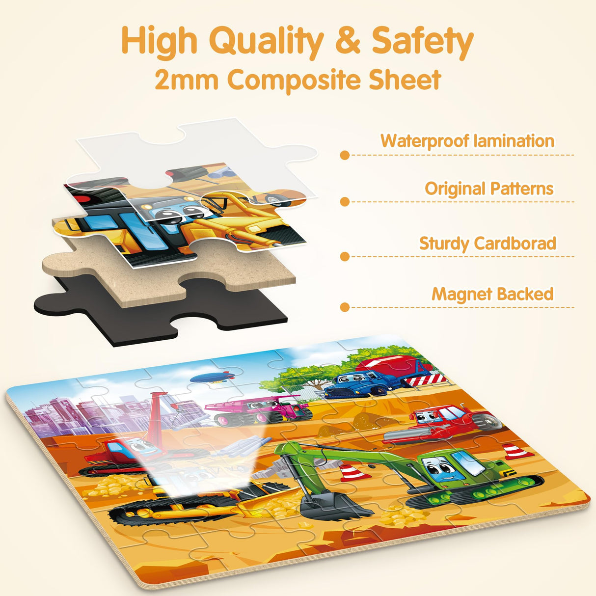 SYNARRY Vehicle Theme Magnetic Puzzles for Toddlers 3-5, 36 Pieces Travel Puzzles for Kids Ages 4-8, Car Airplane Road Trip Activities Magnet Games Toys for 3 4 5 6 Year Old Children Boys Girls Gifts SYNARRY