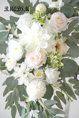 BMQDSM Wedding Arch Faux Flowers Set of 2 Greenery Garland for Wedding Decor Ceremony and Reception Backdrop Decoration (White) BMQDSM