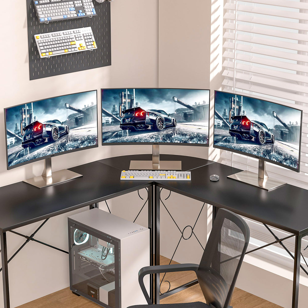 VECELO 59"x59" L Shaped Desk for Computer Gaming Multi-Usage Long 2 Person Table for Home Office Sturdy Writing Workstation, Easy Assembly/Saving Space, Black VECELO