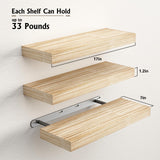 BOFIRE Wall Shelves, Floating Shelves for Wall, Wall Mounted Wood Shelves for Bedroom Laundry Living Room, Solid Wood Display Shelves Decor (Wooden, 17 Inch) BOFIRE