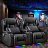 3PC Power Recliner Chair Set of 3 with Massage and Heat - Home Theater Seating Seats with LED Lights, Game Movie Theater Recliner Sofa Chairs for Living Room Reclining Chair with Cup Holder/USB SAMERY
