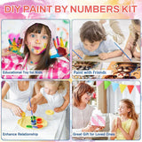 YarnWhimsy 4 Pack Paint by Numbers Kit for Kids with Frame- Animals Paint by Numbers for Kids Ages 4 8 12, Easy Elephants Horses Cows Deer DIY Acrylic Oil Painting Kits for Home Wall Decor(8X8inch) YarnWhimsy