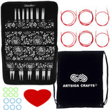ChiaoGoo Twist Red Lace 5-Inch Complete 7500-C Interchangeable Circular Knitting Needle Set, Sizes US 2, 3, 4, 5, 6, 7, 8, 9, 10, 10.5, 11, 13, 15 with 6 Cords with Project Bag ChiaoGoo