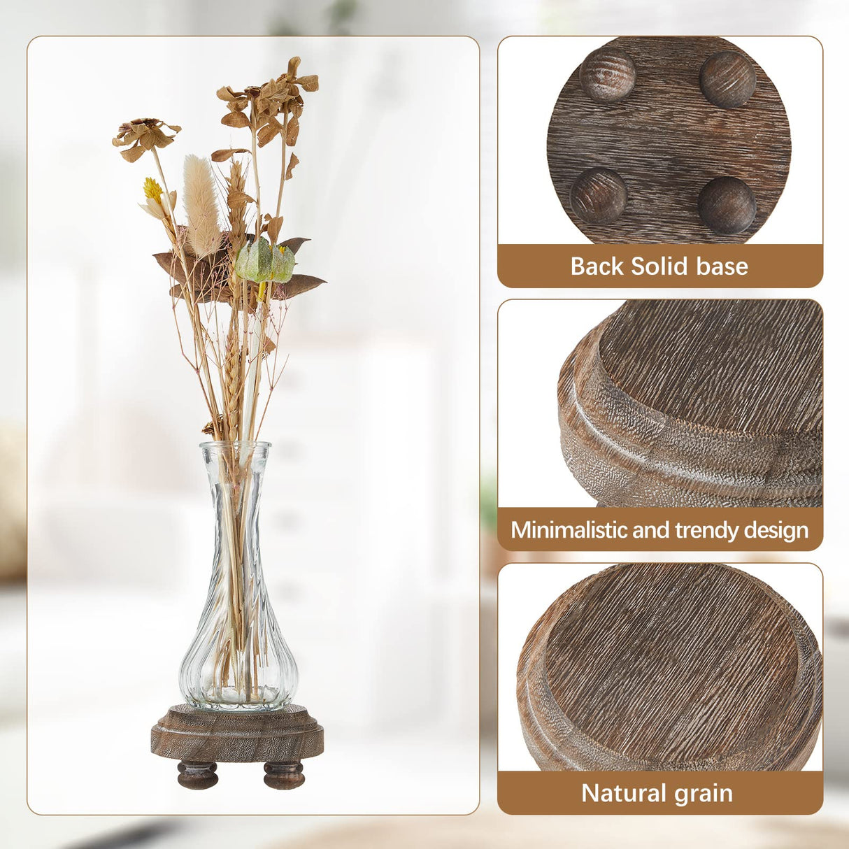 Yalikop 2 Pieces Wood Risers for Decor Farmhouse Wood Riser Rustic Pedestal Wood Pedestal Mini Riser Stand for Tiered Serving Stands Farmhouse Cake Food Plant Display Decor Yalikop