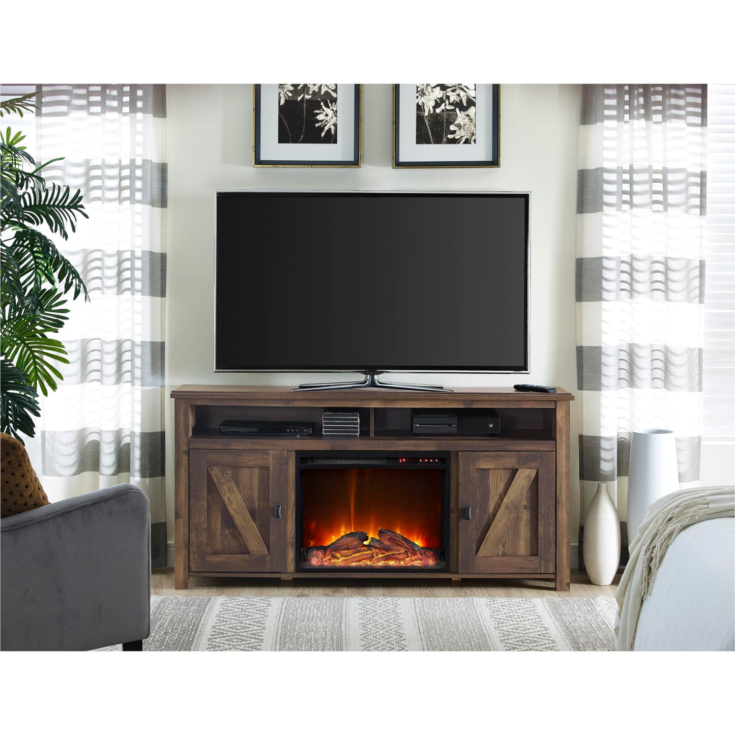 Ameriwood Home Farmington Electric Fireplace Console for TVs up to 60", Rustic