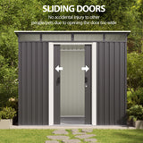 Gizoon 7.4'x5.3' Outdoor Storage Shed Metal Garden Shed with Sliding Lockable Doors, Versatile Tool Bike Shed with Transparent Panel Windows, Outdoor Storage Clearance for Backyard, Patio, Dark Gray Gizoon