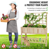 S AFSTAR Raised Garden Bed with Trellis, 48x23x63in Elevated Planter Box with Legs, Bottom Storage Shelf, Planter Liner, Wood Standing Planter Stand for Climbing Plants Flowers Vegetables Herbs S AFSTAR