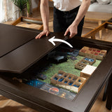 Casaphoria Solid Wood Board Game Coffee Table with Removable Top, Space-Saving 3-in-1 Convertible for Gaming, Dining & Living Room Includes Play Mat & Cup Holders (48” x 33”, Black Walnut) Casaphoria