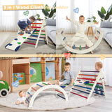 FOOWIN Pikler Triangle Set Climber 8 in 1，Toddler Climbing Toys with Ramp & Arch & Mat Montessori Climbing Set，Wooden Climbing Toys with Ramp for Kids FOOWIN
