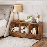 HOOBRO Rustic Brown 3-Bin Toy Storage Cubby and Children's Bookshelf HOOBRO