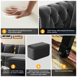 89" Velvet Pull Out Sofa Bed - 3-in-1 Convertible Sleeper Sofa with Ottoman, Button Tufted Chesterfield Sofa, Pull-out King Size Couch Bed, Space Saving for Small Spaces Apartments, Living Room, Grey Justdwells