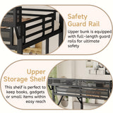 Mirightone Full Size Loft Bed with Stairs, Metal Loft Beds, High Loft Bed Frame with Storage Shelves, Lofted Full Bed with Wardrobe for Kids and Teens, No Box Spring Needed (Black+Natural) Mirightone