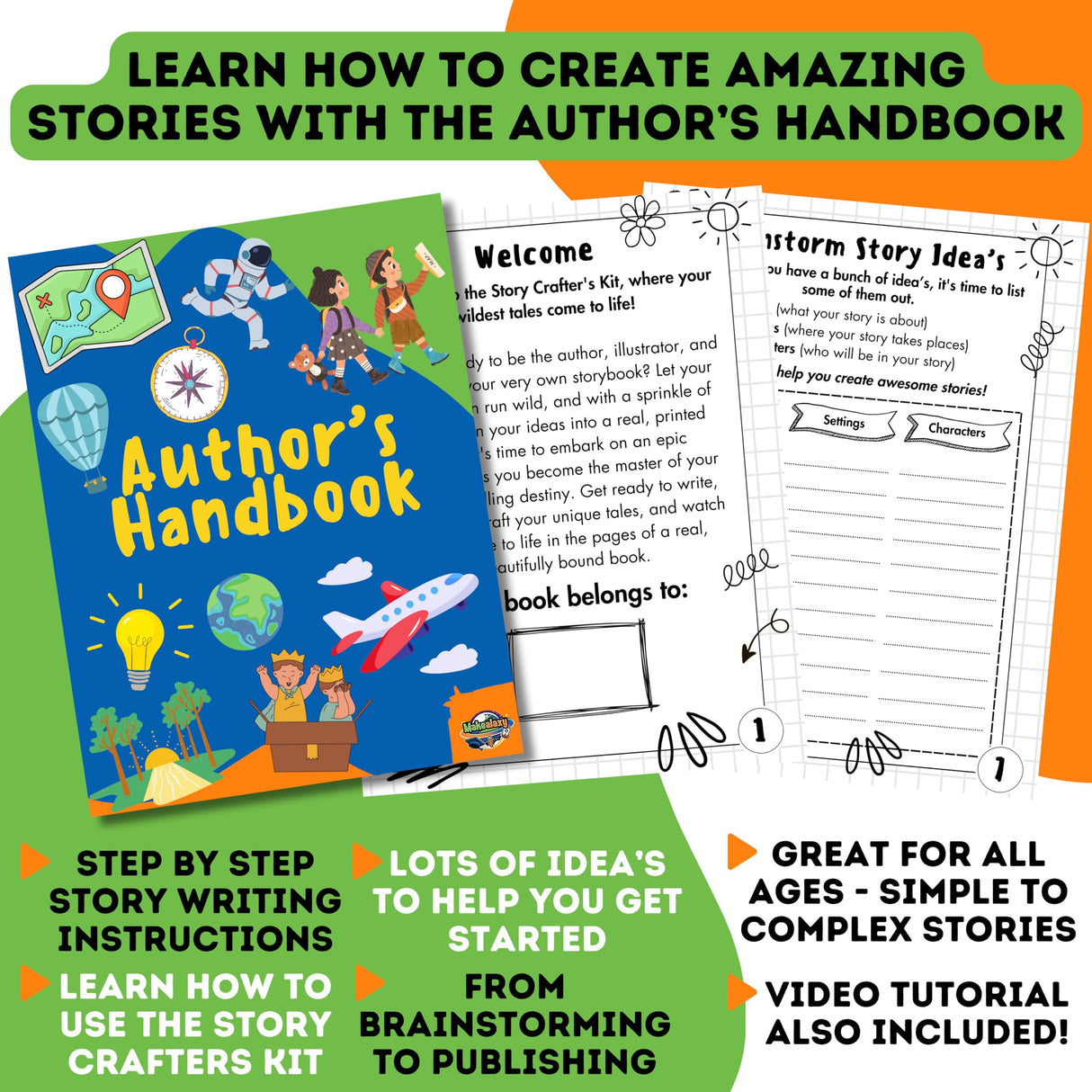 Story Crafters - Book Making Kit for Kids - with Custom Printed Hardcover Storybook - Write Draw a Storybook - Gift for Creative Kids - Novel Writing Starter - Book Maker Drawing Kit - Boys Girls Art Makealaxy