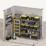 DWVO 6x4ft Outdoor Storage Shed with Window, Metal Lockable Metal Garden Shed with Sloped Roof for Tools, Bikes, Ideal for Backyard, Patio, Garage, Lawn (Gray + White) DWVO