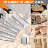 KINGBRO 6 Pcs Wood Chisel Sets, Wood Chisels for Carbon Steel Woodworking with Steel Hammer End, Durable PP+TPR High Impact Handle Wood Chisel, 6/12/19/25/32/38mm KINGBRO