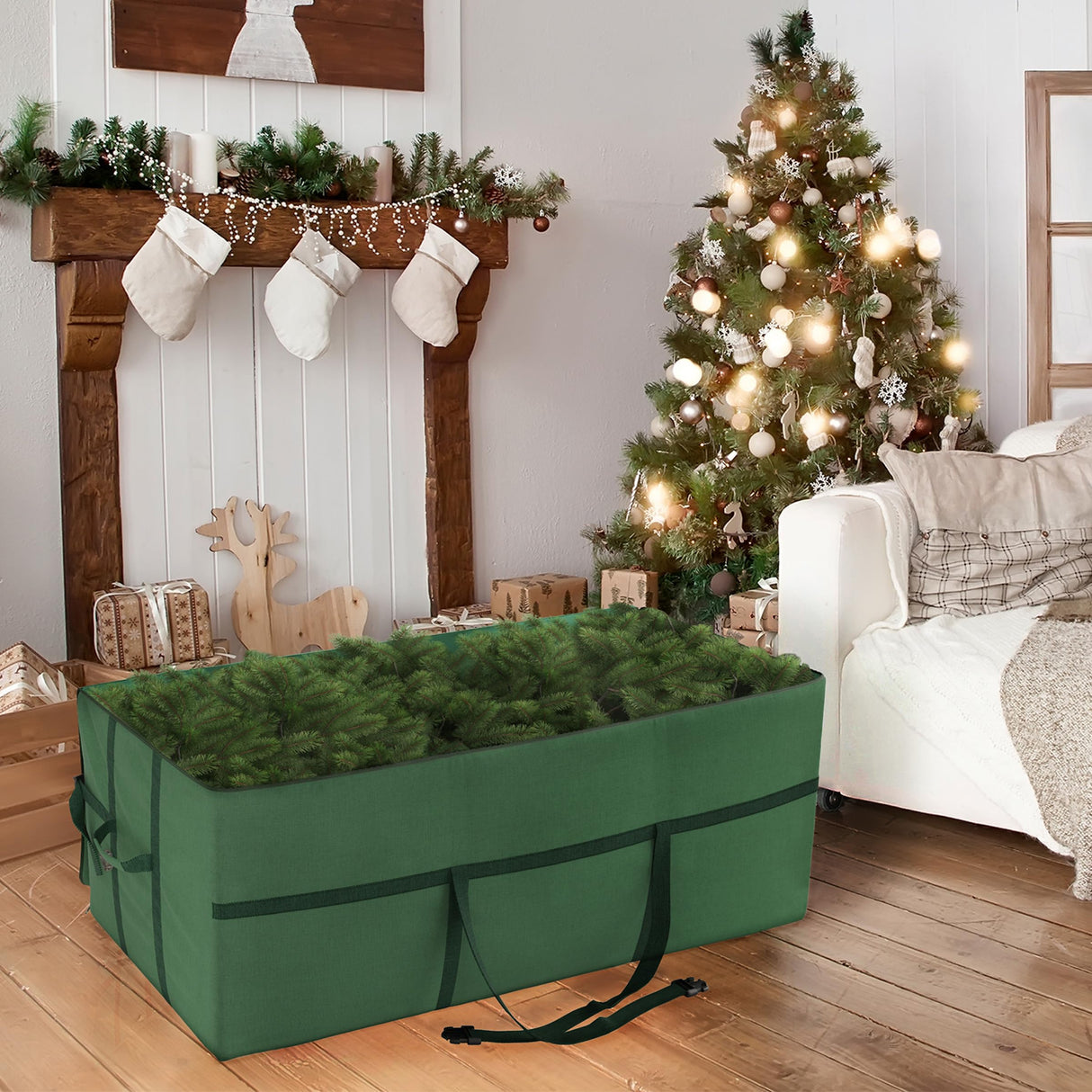 Christmas Tree Storage Bag - Storage Bags for 9FT Disassembled Artificial Trees, Seasonal Decor, Packing, Moving, and Home Organizer by Elf Stor (Green) Elf Stor