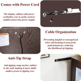 lunhung 3-Tier Lighted Glass Display Curio Cabinet with 2 Tempered Glass Doors,Curio Case with Mirrored Back Panel & Adjustable Shelves,Wine Artwork Display Cabinet for Living Room,Kitchen(Cherry) lunhung