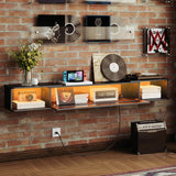 HOOBRO Floating TV Stand with LED Light Power Outlet for TVs up to 75”, Wall Mounted TV Shelf, Modern Media Console Entertainment Center Under TV, for Living Room Bedroom, Black BK36UDDS01 HOOBRO