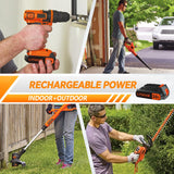 EDETOVAD 20 Volt MAX 2.0AH Lithium-Ion Battery Replacement for Black+Decker 20V Battery，Compatible with All Power 20V Black and Decker Power+ Tools EDETOVAD