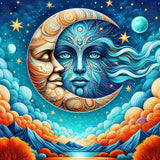 Diamond Art Kits for Adults,Sun and Moon DIY Diamond Painting Kits for Adults Beginners,5D Diamond Painting with Round Gem Art Kits for Gift Home Wall Decor 14x14inch EIBEILI