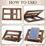 Adjustable Wooden Bible Stand Carved Bible Holder Missal Stand Book Display for Reading Folding Religious Prayer Wooden Holy Book Holder 12.99 x 10.04 Inches DoubleFill