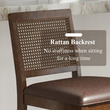 Janoray 26" Counter Height Bar Stools Set of 2, Rattan Woven Barstool with PU Leather Upholstered Seat and Solid Wood Frame Farmhouse Dining Chairs for Kitchen/Island Pub/Bistros/Restaurant Janoray