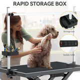 DWVO 50'' Electric Dog Grooming Table Heavy Duty Adjustable Pet Grooming Table Grooming Arm Anti-Slip Top Tool Organizer Professional Dog Grooming Station (Black, 50inch) DWVO