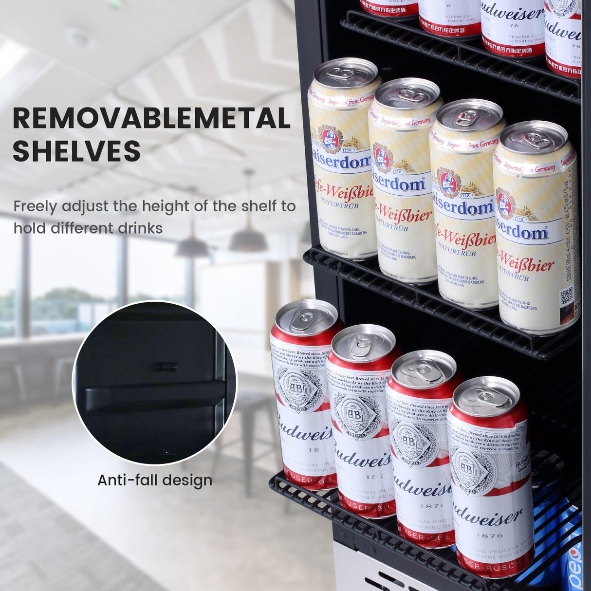 15 Inch Beverage Refrigerator, Weather Proof Stainless Steel Beverage Fridge, Under Counter Beer Mini Fridge, Indoor/Outdoor Refrigerator for 130 Cans, Beverage Cooler for Patio & Kitchen COLOZO