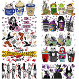 UV DTF Cup Wrap, Transfer Stickers for 16oz Glass Cups，UV DTF Cup Wrap Transfer Cup Stickers Decals Waterproof Rub on Transfers for Crafts Vintage（Halloween Series-12Sheets） DNCHGOYA