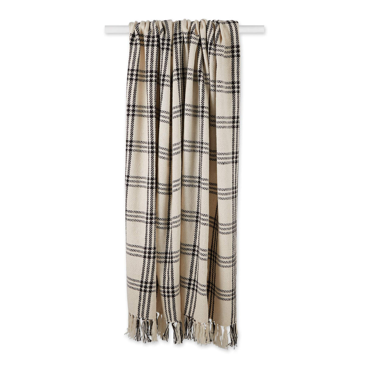 DII Modern Farmhouse Plaid Collection Cotton Fringe Throw Blanket, 50x60, White/Black DII