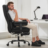 Gzagdecr Big and Tall Office Chair 400lbs,PU Leather High Back Gaming Chair with Foot Rest, Reclining Chair Executive Ergonomic Office Chair Lumbar Support Computer Chair Adjustable Armrests (Black) Gzagdecr