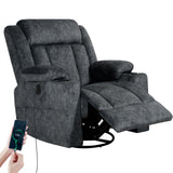 LAFWELL Retro Rocking Recliner Chair, Massage Rocker Recliner Chair with Vibration Massage and Heat, USB and Type-C Ports,360° Swivel Chairs,Living Room, Bedroom, Nursery, RV, Dark Grey LAFWELL