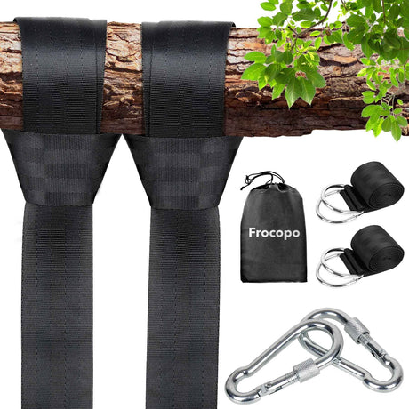 Frocopo Extra Long Tree Swing Kit, 5FT Premium Nylon Straps Hold 2200LBS, Safety Lock Carabiners, Hammock Hanging Strap Quick & Easy Installation Frocopo