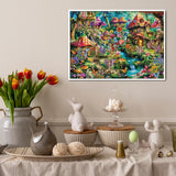 Flower Fairy Puzzle for Adults 1000 Pieces, Funny Mushroom Jigsaw Puzzle, Fantasy Colorful Butterfly Insect Puzzle BBOLDIN