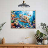 Diamond Art Kits for Adults Beginner- Sea Turtle DIY Modern Diamond Painting Kits 5D Diamond Dots Gem Art Crafts with Tools- Round Full Drill Funny Crafts for Home Wall Decor&Gift-12x16 inch Fairyland JinWenn
