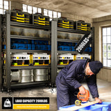 SFTORMAS 72" H Garage Shelving with Wheels Heavy Duty Storage Shelves Adjustable 5 Tier Metal Shelves for Garage Warehouse Basement Industrial Utility Racks,Black,72" HX35 WX15.75 D SFTORMAS