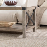 Walker Edison Sedalia Modern Farmhouse Metal X Coffee Table, 40 Inch, Grey Wash Walker Edison